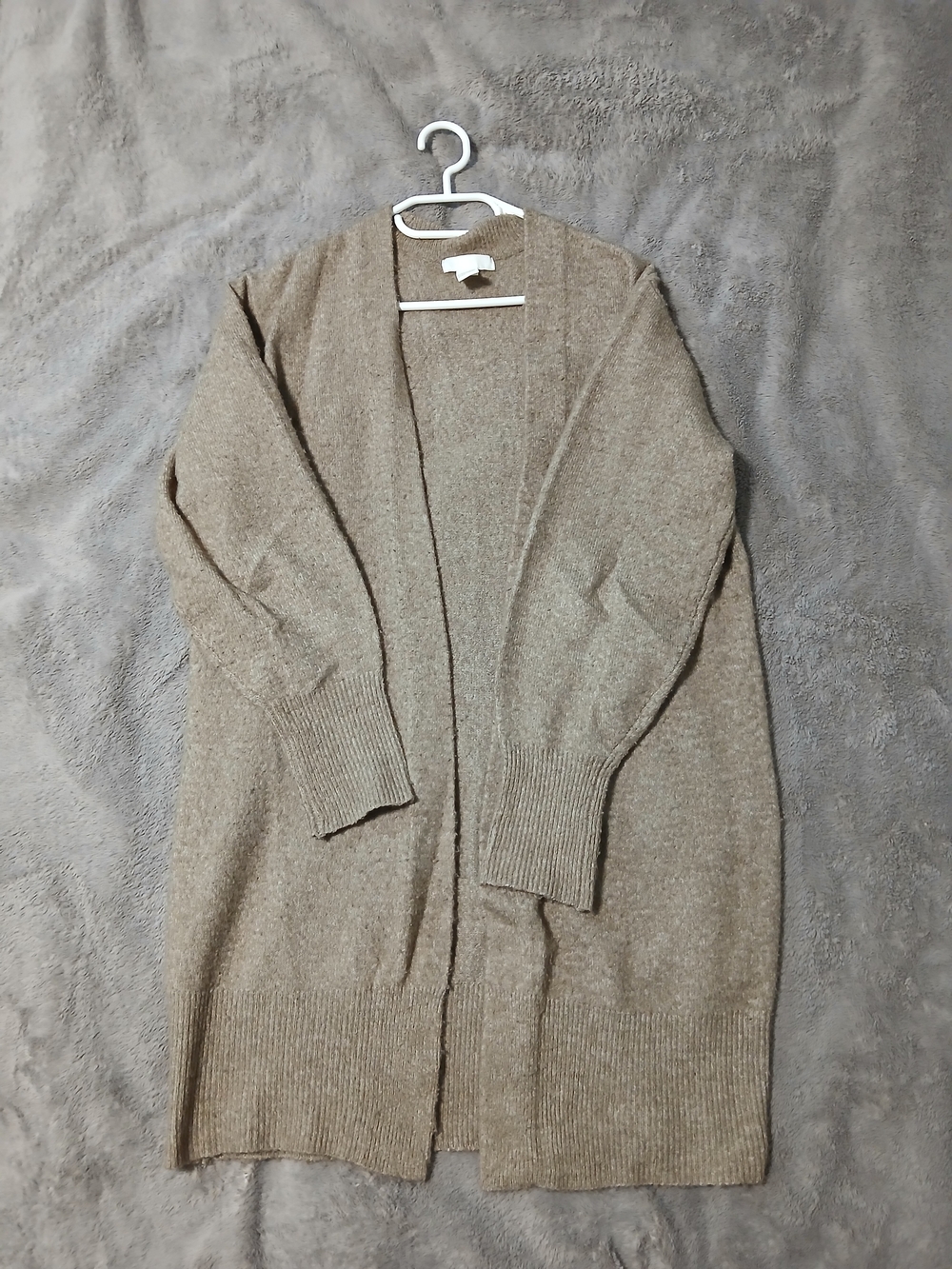 H&M Long Open-Front Cardigan in Taupe